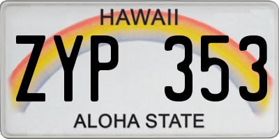 HI license plate ZYP353