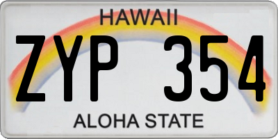 HI license plate ZYP354