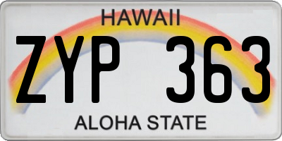 HI license plate ZYP363