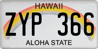 HI license plate ZYP366