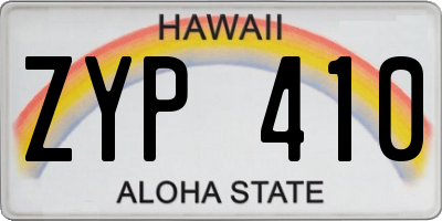 HI license plate ZYP410