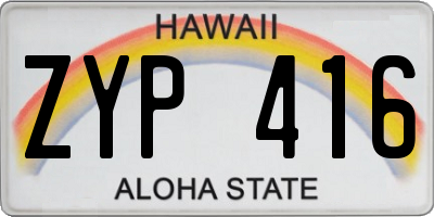 HI license plate ZYP416