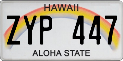 HI license plate ZYP447