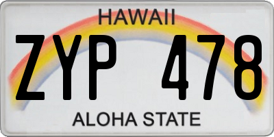 HI license plate ZYP478