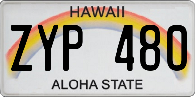 HI license plate ZYP480
