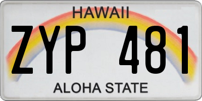 HI license plate ZYP481