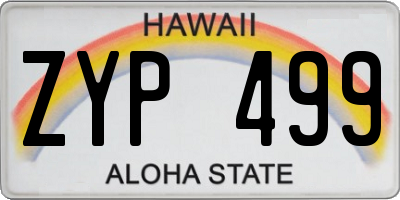 HI license plate ZYP499