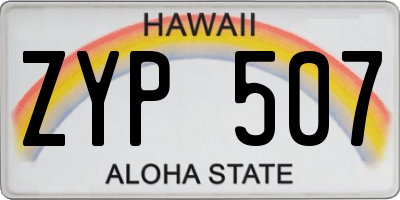 HI license plate ZYP507