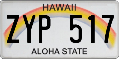 HI license plate ZYP517