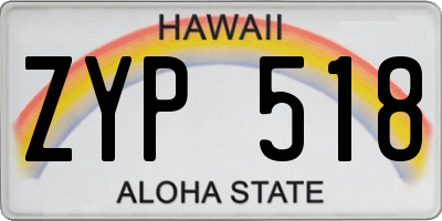 HI license plate ZYP518