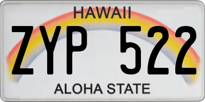 HI license plate ZYP522