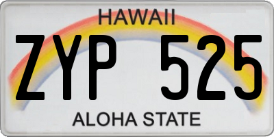 HI license plate ZYP525