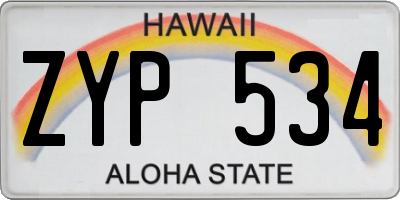 HI license plate ZYP534