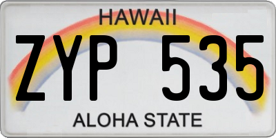 HI license plate ZYP535
