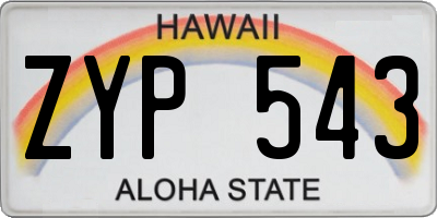 HI license plate ZYP543
