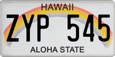 HI license plate ZYP545