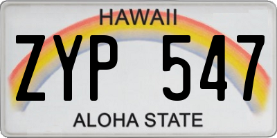 HI license plate ZYP547