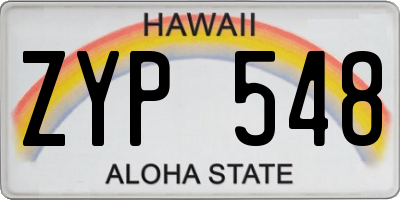 HI license plate ZYP548