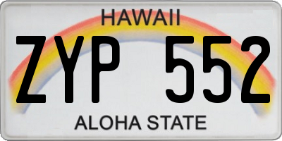 HI license plate ZYP552