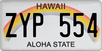HI license plate ZYP554