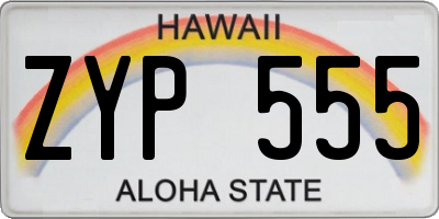 HI license plate ZYP555