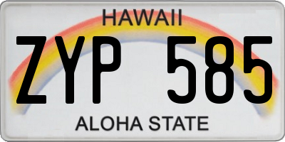 HI license plate ZYP585