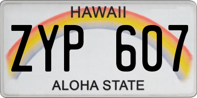 HI license plate ZYP607