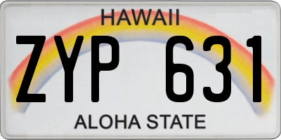HI license plate ZYP631
