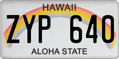 HI license plate ZYP640