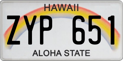 HI license plate ZYP651