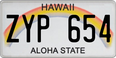 HI license plate ZYP654