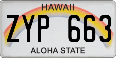 HI license plate ZYP663