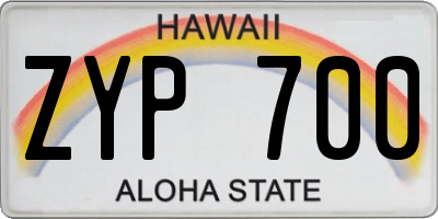 HI license plate ZYP700