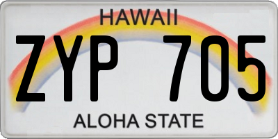 HI license plate ZYP705