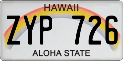 HI license plate ZYP726