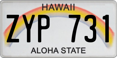 HI license plate ZYP731