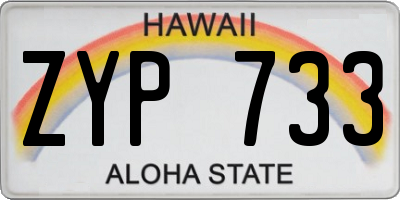 HI license plate ZYP733
