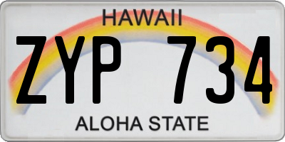 HI license plate ZYP734