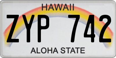 HI license plate ZYP742