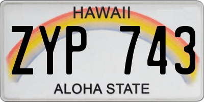 HI license plate ZYP743