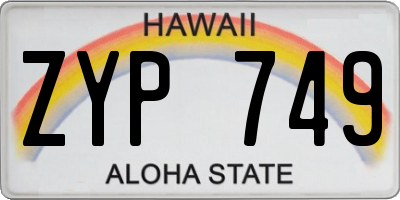 HI license plate ZYP749