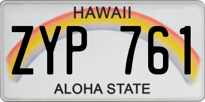 HI license plate ZYP761