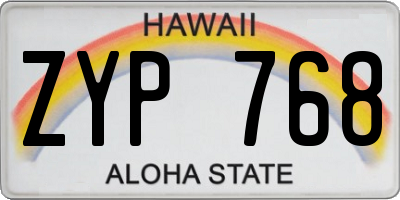 HI license plate ZYP768