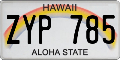 HI license plate ZYP785