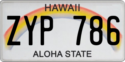 HI license plate ZYP786