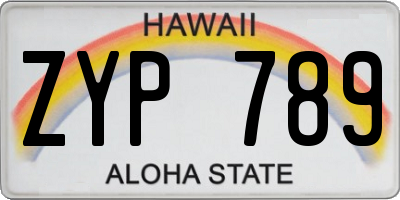 HI license plate ZYP789