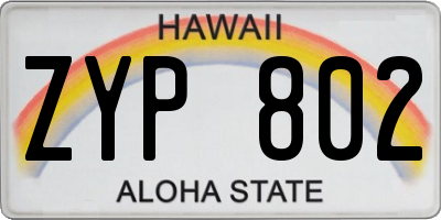 HI license plate ZYP802