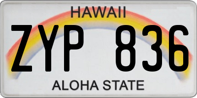 HI license plate ZYP836