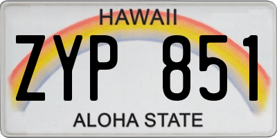 HI license plate ZYP851