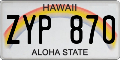 HI license plate ZYP870